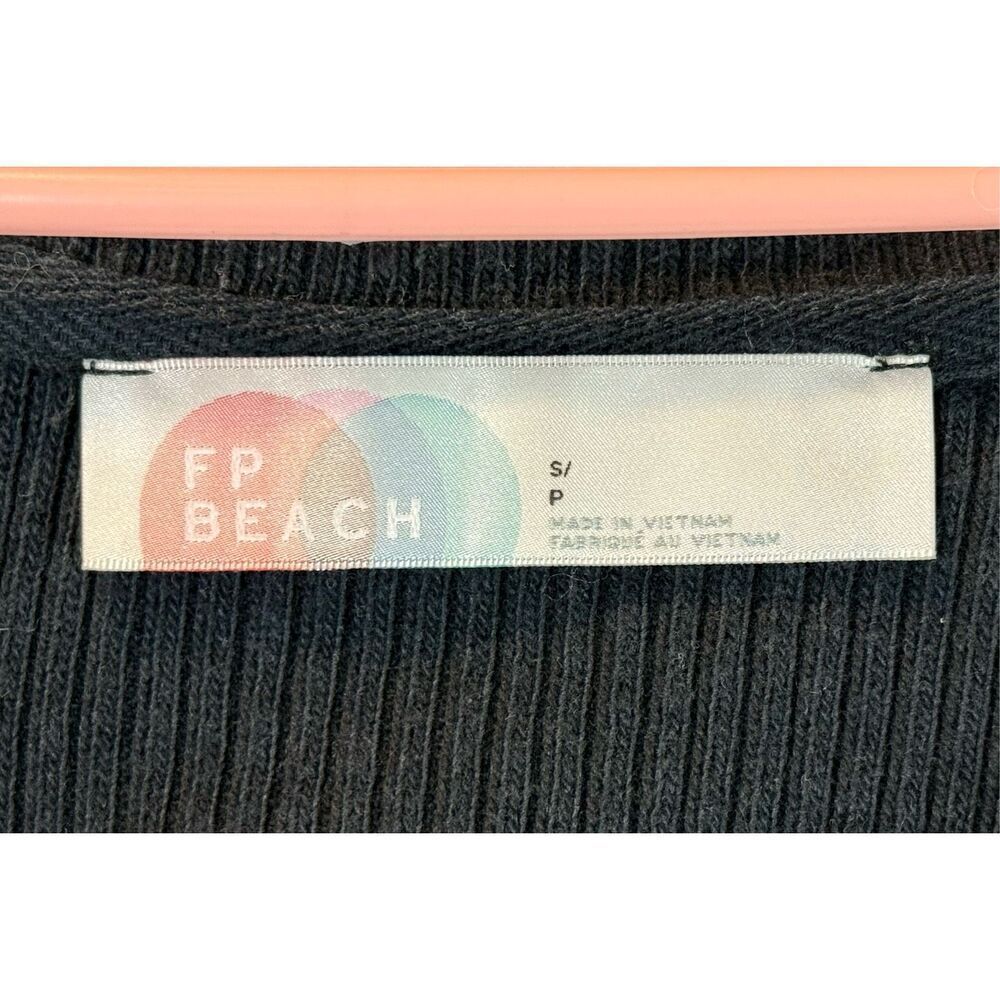 Free People Beach Black Cotton Short Sleeve Midi V-Neck Dress Women’s Small - Picture 5 of 13